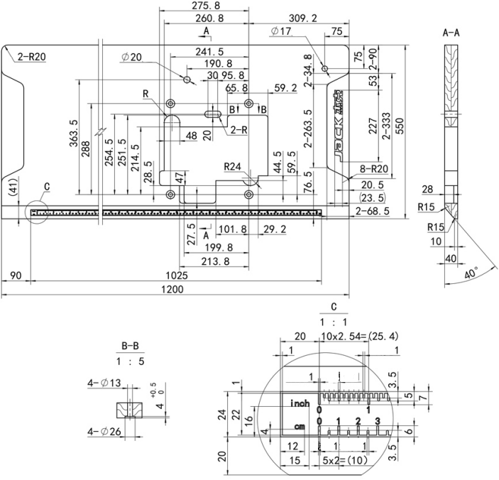 Schematisch diagram van de machinetabel