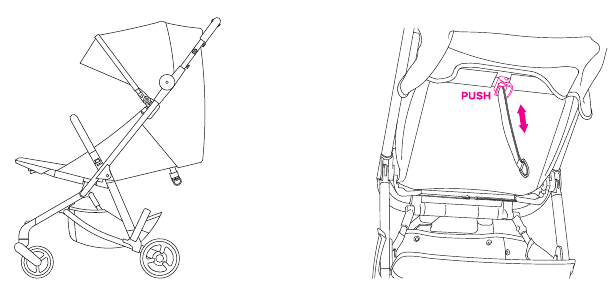 De rugleuning van de kinderwagen aanpassen - Stap 1