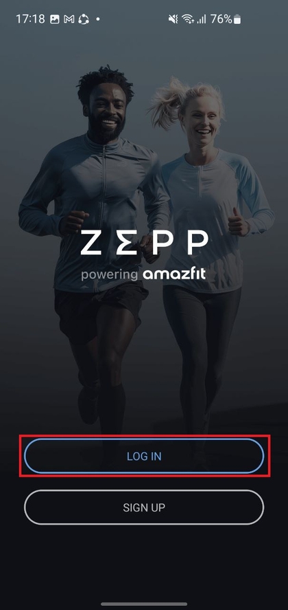 Inlogscherm op de Zap-app