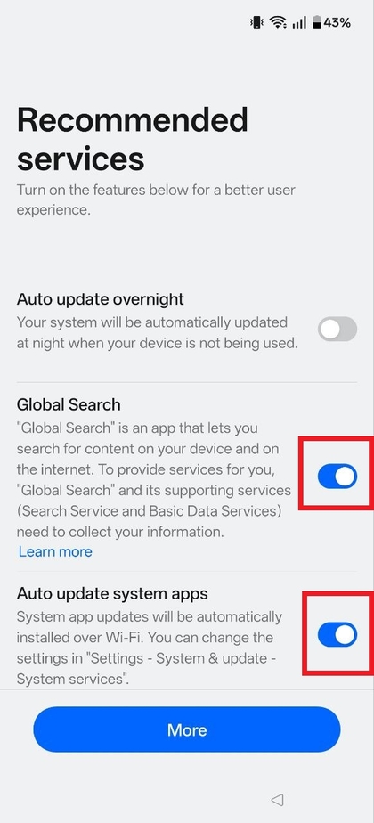 Aanbevolen services van OnePlus