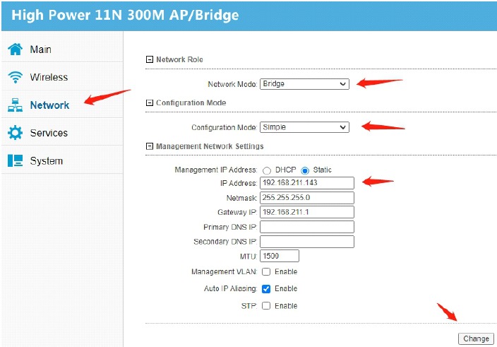 Bridge-IP configureren