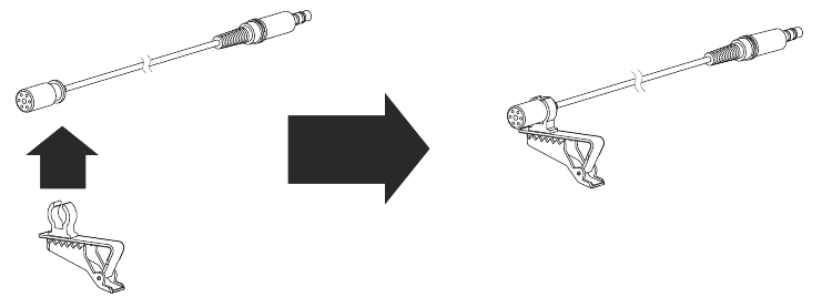 De microfoon aan de kledingclip bevestigen