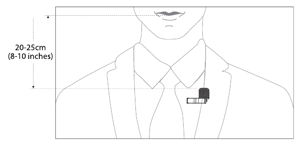De microfoon aan uw kleding bevestigen