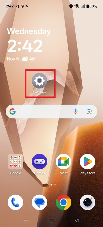 Open de app Instellingen op OnePlus 13R 5G