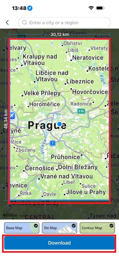 Kaartselectiescherm in de Zepp-app