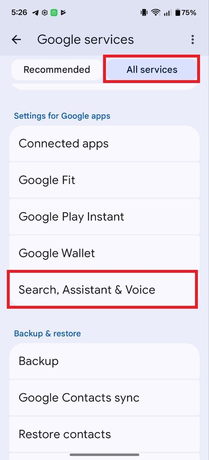 Selecteer Alle Services onder Google