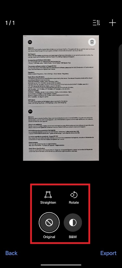 Het gescande document bewerken en opslaan