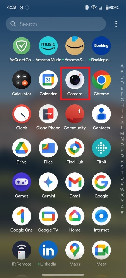 De camera-app openen op OnePlus 13R 5G