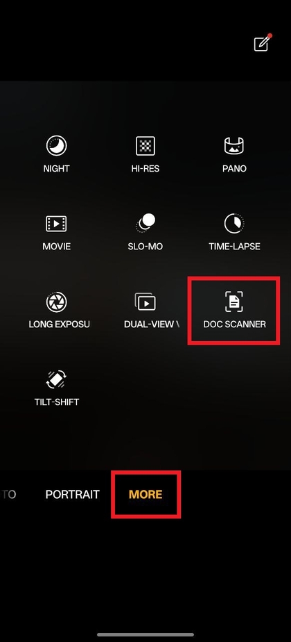 Document Scanner selecteren in de OnePlus 13R 5G camera-app