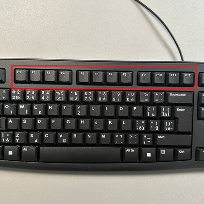 Close-up van F-toetsen op Logitech K120