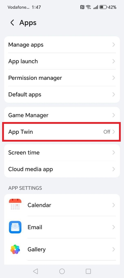 App Twin functie in HONOR 400 Lite instellingen