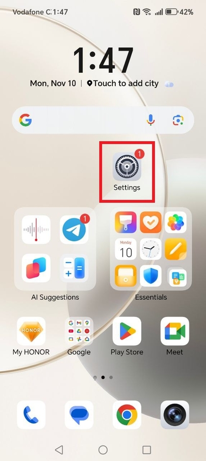 HONOR 400 Lite instellingen app