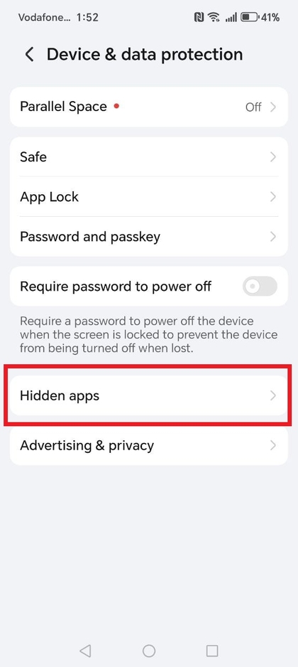Optie Verborgen apps in HONOR 400 Lite