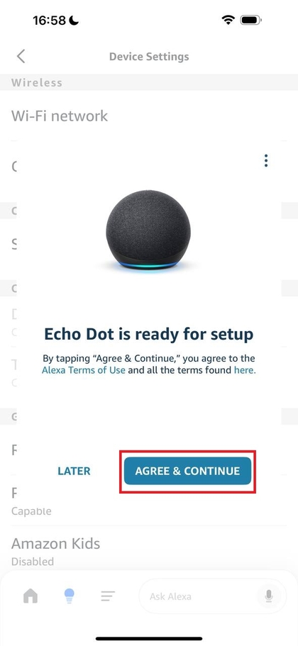 Installatieproces in de Alexa-app op smartphone