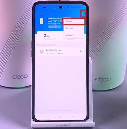 Screenshot van het menu met de optie 'Opnieuw opstarten'