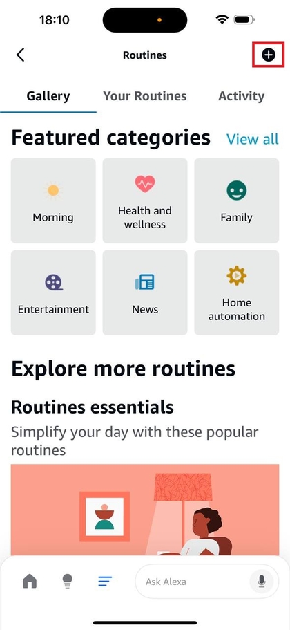Maak een nieuwe routine in de Alexa app