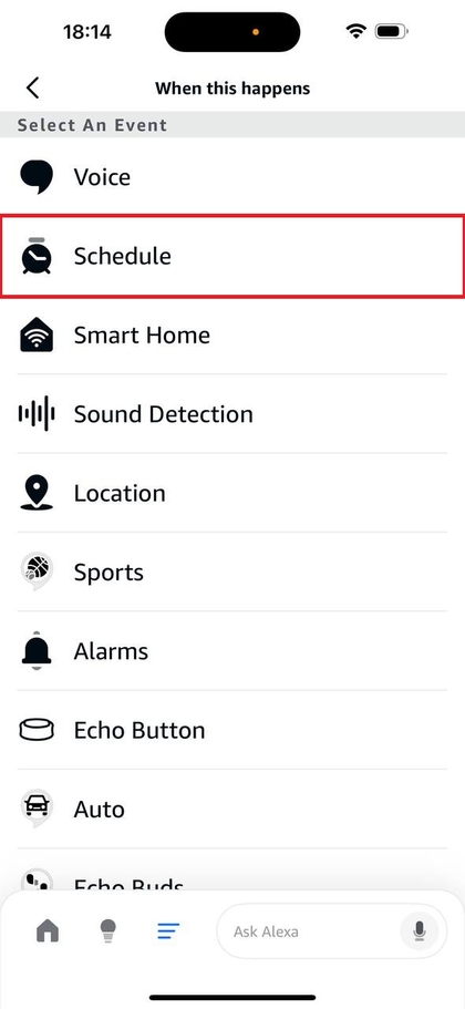 Een routine plannen in de Alexa app