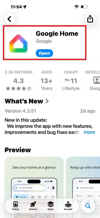 Google Home-app downloaden vanuit de App Store