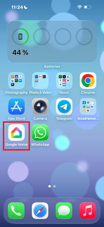 Openingsscherm van de Google Home-app