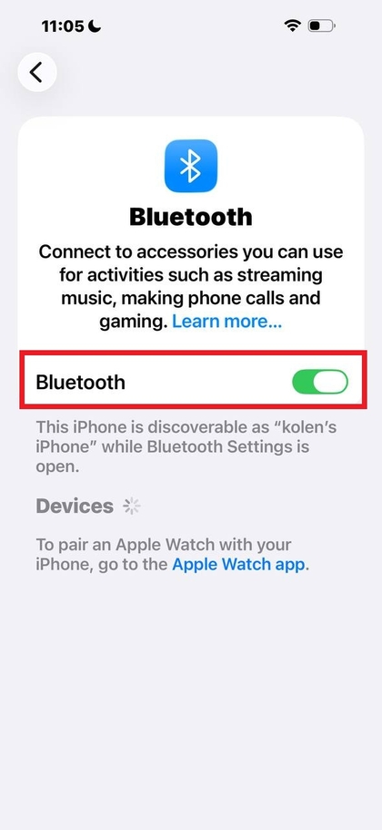 iPhone Control Center met Wi-Fi en Bluetooth ingeschakeld