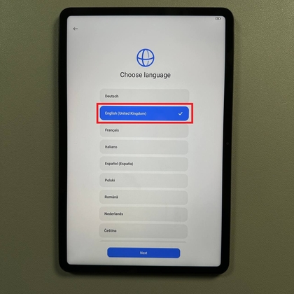Taal selectie menu op Xiaomi Pad 6