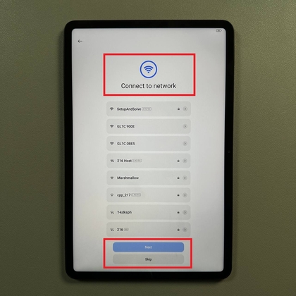 Wi-Fi netwerklijst voor setup op Xiaomi Pad 6