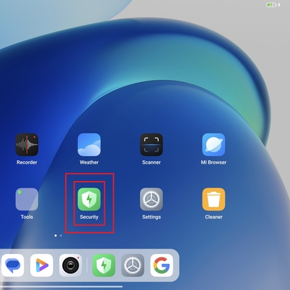 De app Beveiliging openen op de Xiaomi Pad 6