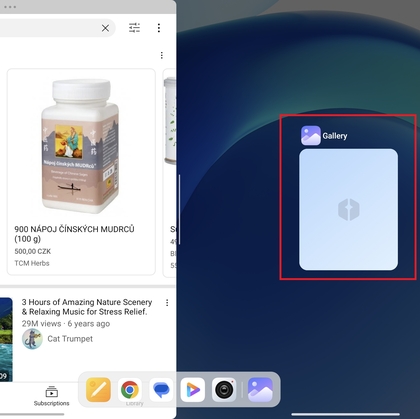 Galerij-app geselecteerd voor gesplitst scherm op Xiaomi Pad 6