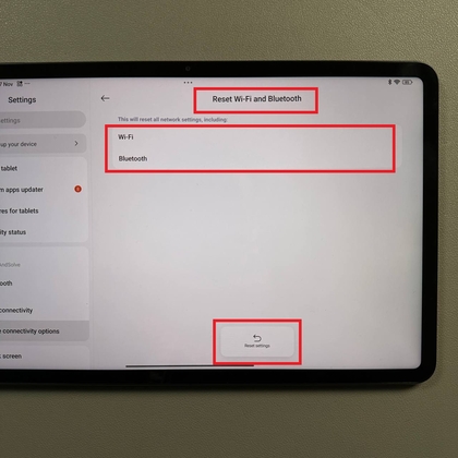 Menu Netwerkinstellingen resetten