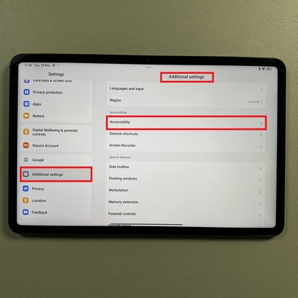 Xiaomi Pad 6 Scherminstellingen met schakelaar voor automatisch roteren