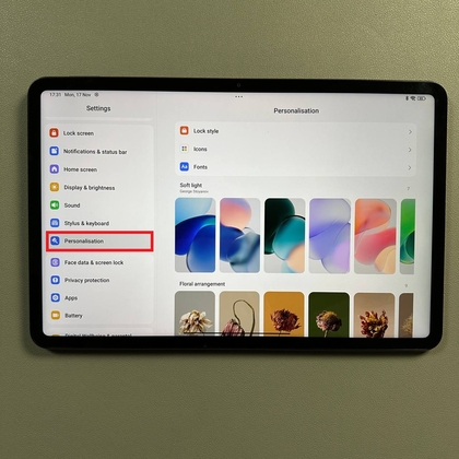Achtergrondopties in Xiaomi Pad 6 instellingen