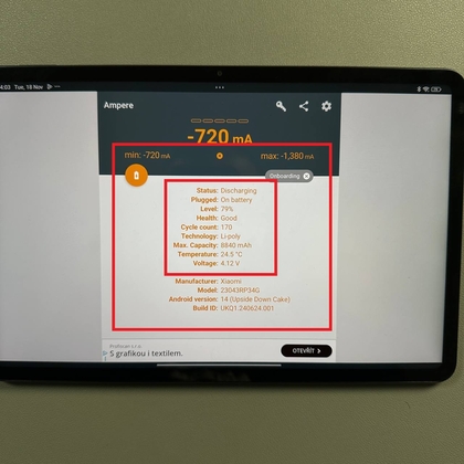 Gedetailleerde batterij-informatie in de Ampere-app