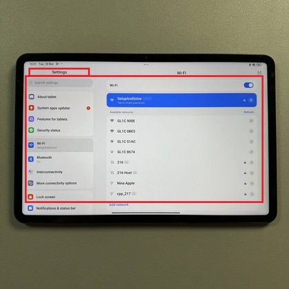 Open de app Instellingen op het scherm van de Xiaomi Pad 6