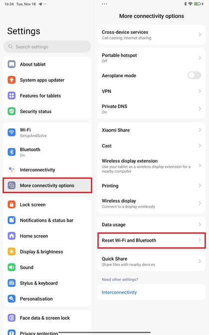 Toegang tot meer verbindingsopties op Xiaomi Redmi Pad Pro