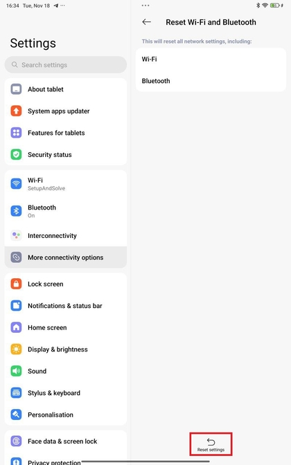 WiFi-voorkeuren resetten op Xiaomi Redmi Pad Pro