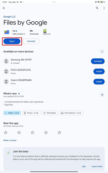 Files by Google downloaden op Xiaomi Redmi Pad Pro