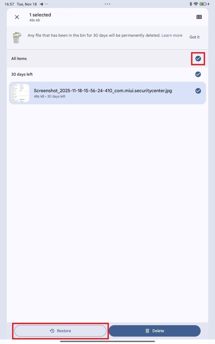 Verwijderde bestanden herstellen op Xiaomi Redmi Pad Pro