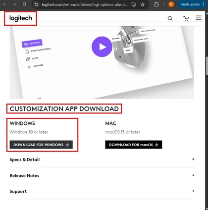 Logi Options Plus-app openen