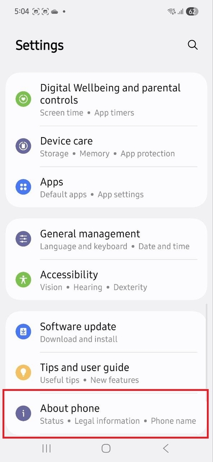 Navigeren naar instellingen op Samsung Galaxy A56