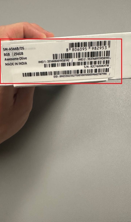 IMEI verifi&euml;ren op Samsung Galaxy A56 doos