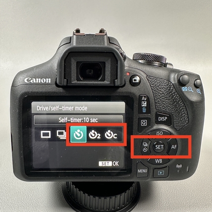 Optie voor 10 seconden zelfontspanner op Canon EOS 2000D