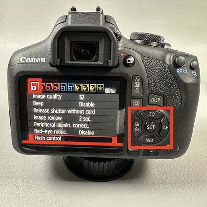 Flitserbedieningsoptie in Canon-menu