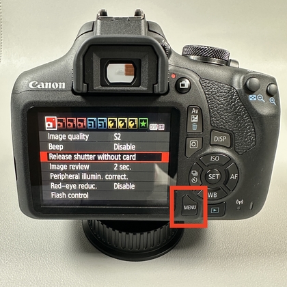 Canon EOS 2000D menu toegang