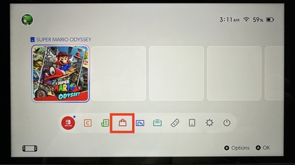 Nintendo eShop-icoon op het startscherm