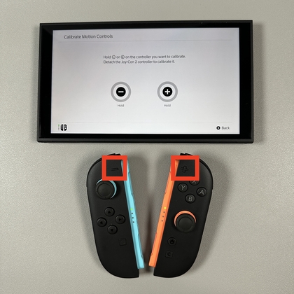 Joy-Con-controller op een vlakke ondergrond