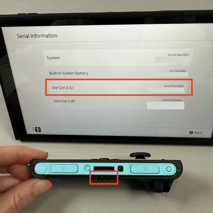 Serienummer op de linker Joy-Con