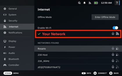 Verbindingsbevestiging op Steam Deck OLED