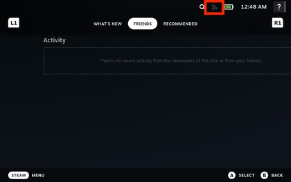 Wi-Fi-pictogram op Steam Deck OLED
