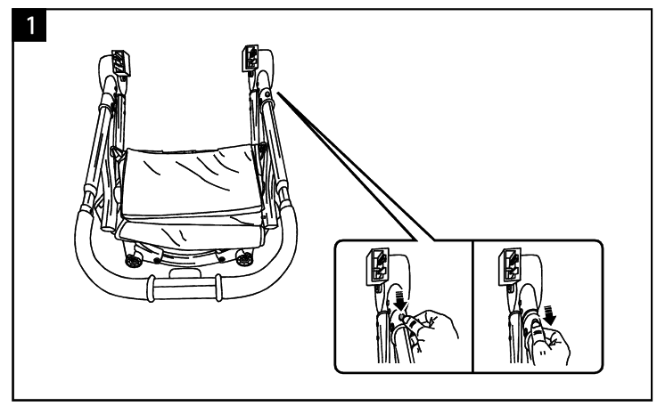 HET UITKLAPPEN VAN HET BUGGYFRAME - Stap 1