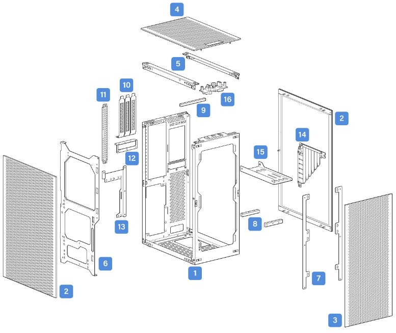 Overzicht van de behuizing